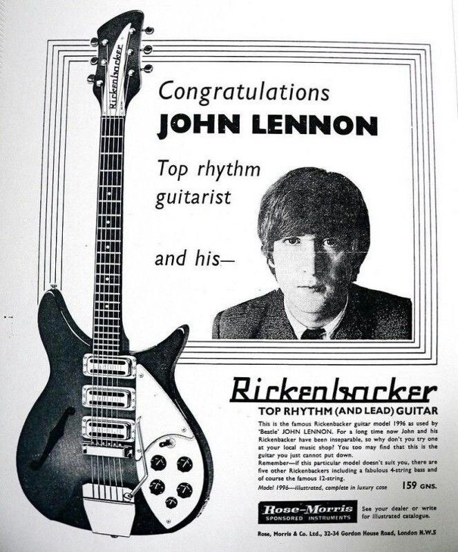 Johnが使っているRickenbacker 325の広告